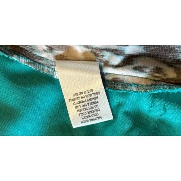 Dress Barn Open Front Jacket,  teal/brown/white, Size Large, USA Made - Picture 9 of 11